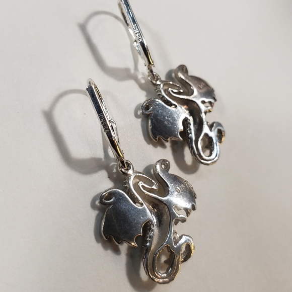 Dragon Sterling Silver Earrings - Picture 3 of 3